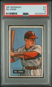 1951 Bowman #4 Del Ennis PSA 3 Philadelphia Phillies (0276) - Picture 1 of 2