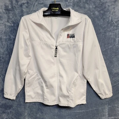 Chaqueta blanca con cremallera completa Team USA Olympic Committee Hecha en USA Talla M Foto 1 de 4