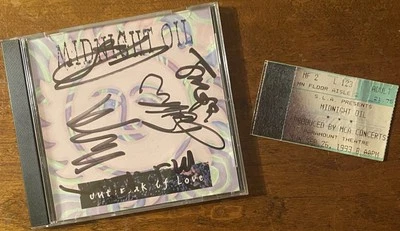 MIDNIGHT OIL Outbreak Of Love 1993 US CD Single AUTOGRAPHED Band Signed + Ticket - Image 1 of 4