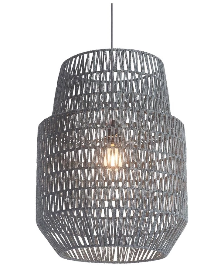 Lámpara de Techo Daydream, Hilo Tejido Poliéster Gris Patrón Zig Zag (23.6”x17.7”) Foto 1 de 3