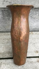 Antique Arts Crafts Hammered Copper Imperial Russia 8" Vase Dovetail Seam Eagle