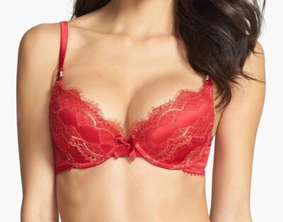 NEW Pleasure State Cartolina Push-Up Plunge Bra P86-2224W Tango Red 36C - Image 1 of 2