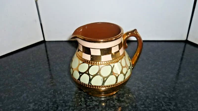 Jarra de leche Betty vintage Sadler Gold Spots and Checker Foto 1 de 4