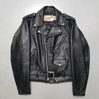 Veste de moto vintage années 70 SCHOTT PERFECTO en cuir noir taille 40 fabriquée USA DEADSTOCK