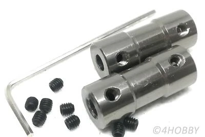 2x Kupplung 4,0 x 4,0 mm Wellenkupplung Alu grau RC Boot Propeller Welle Adapter - Bild 1 von 3