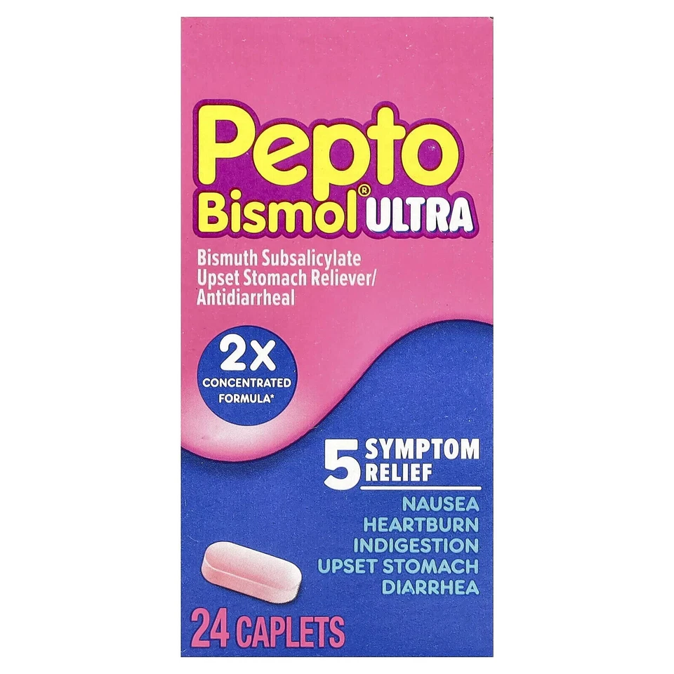 SELLADO 24 cápsulas Pepto Bismol ULTRA para náuseas, acidez estomacal, indigestión 08/2026^ Foto 1 de 1