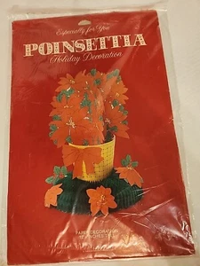 Vintage American Greetings Poinsettia Honeycomb Centerpiece New Christmas Decor - Picture 1 of 2