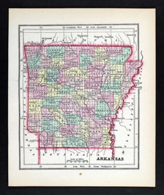 Mapa Morse 1857 Arkansas Little Rock Hot Springs Fayetteville Pochahontas Helena Foto 1 de 4