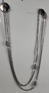 Monet Long Chain Necklace Silver Tone 55" Designer Links Metal Beads PAT PNDG - Picture 1 of 7