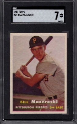 1957 Topps Baseball #24 Bill Mazeroski (RC) (HOF) SGC 7 casi nuevo Pittsburgh Pirates Foto 1 de 2