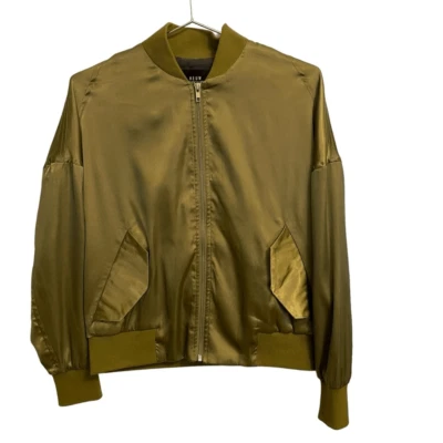 NUEVA Chaqueta Bomber Verde Oliva Satén Cremallera Talla XS Foto 1 de 4