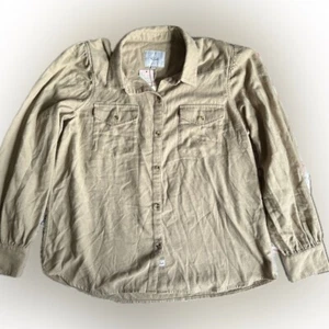 Rails Ada Button Down Shirt Heather Toffee Tan Long Sleeve Puffed Sleeve Large - Picture 1 of 7