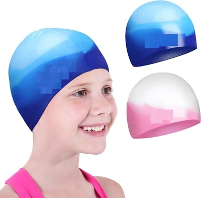 Paquete de 2 gorro de natación para 8-15 años gorro de natación silicona niños Foto 1 de 4
