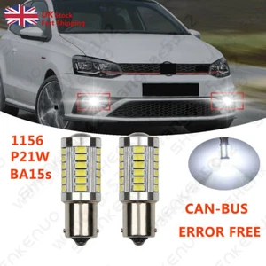 2x P21W 1156 BA15s Led DRL Daytime Light White 6000K For VW Polo 6R 2009-2017 - Picture 1 of 8
