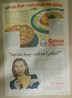 Crisco Shortening Ad: Lenten Fish Supper Pie Recipe 1940's Size 11 x 15 inches