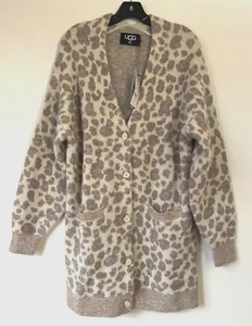 NWT UGG Alpaca/Wool blend Overside Animal print Cardigan Sz L $198 - Picture 1 of 10