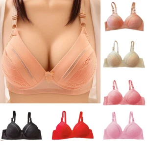 Womens Plus Size Bra Padded Top Breathable Underwear No Steel Ring Push Up Bra - Picture 1 of 28