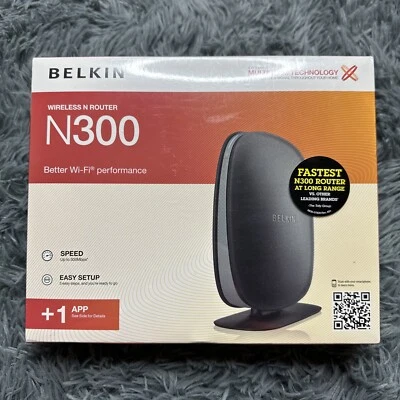 Belkin N300 300 Mbps 4-Port 10/100 Wireless N Router (F9K1002) New In Box - Image 1 of 4
