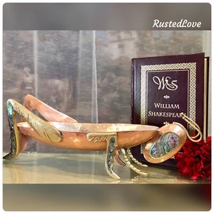 Schale groß Heuschrecke Cricket Studio mexikanisch Messing und Kupfer mit Abalone - Bild 1 von 9