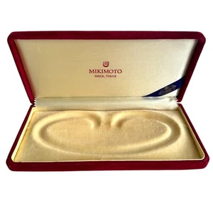 Mikimoto Pearl Necklace Vintage Jewelry Case Box Dark Red Mitsukoshi Empty Only - Picture 1 of 10