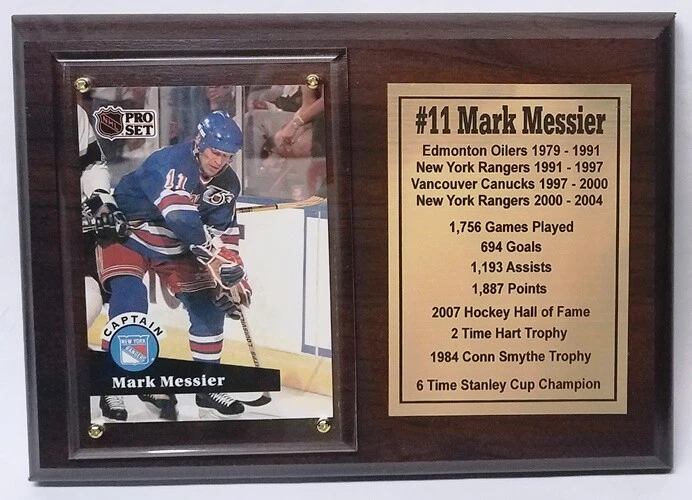Placa de tarjeta de hockey Mark Messier de los Rangers de Nueva York Foto 1 de 1