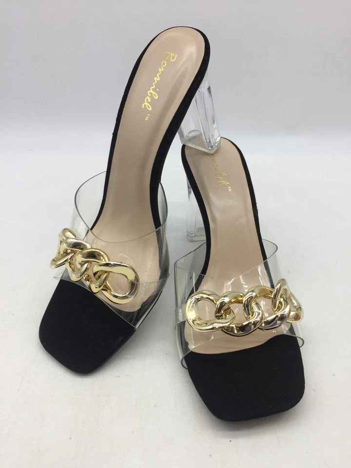 Sandalias de tacón Bonnibel para mujer negras con cadenas talla 10 Foto 1 de 4