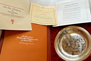 De colección 1972 Franklin Mint La primera placa anual de acción de gracias plata esterlina NUEVO - Imagen 1 de 6