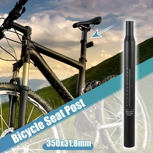 31.8x350mm Bicycle Seat Post Aluminum Alloy Seat Tube with Scale Mark Black - Picture 1 of 7