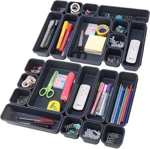 22 Pcs Desk Drawer Organizers,Interlocking Junk Drawer Organizers and Storage 3 - Picture 1 of 6