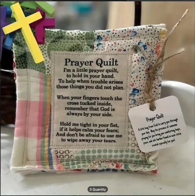 Edredón de oración sentimental con cruz - pieza única de arte y artesanía, perfecto para regalo Foto 1 de 4