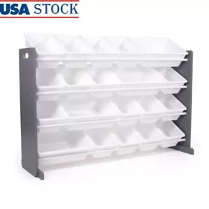 Extra Large Toy Storage Organizer with 20 Plastic Bins Ideal Kids Playroom Grey - Picture 1 of 7