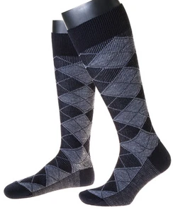 1Paar Herrenkniestrümpfe mit Jacquard-Musterung, mit Wolle, Made in Germany