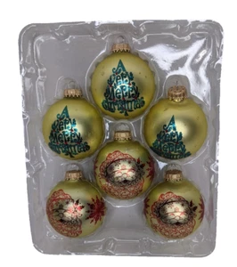 Exclusivos adornos de bola de vidrio de diseño Krebs 6 adornados brillo Santa A muy - Imagen 1 de 4