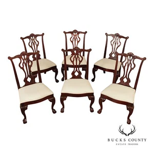 Thomasville Chippendale Style Set of Six Mahogany Dining Chairs - Picture 1 of 16