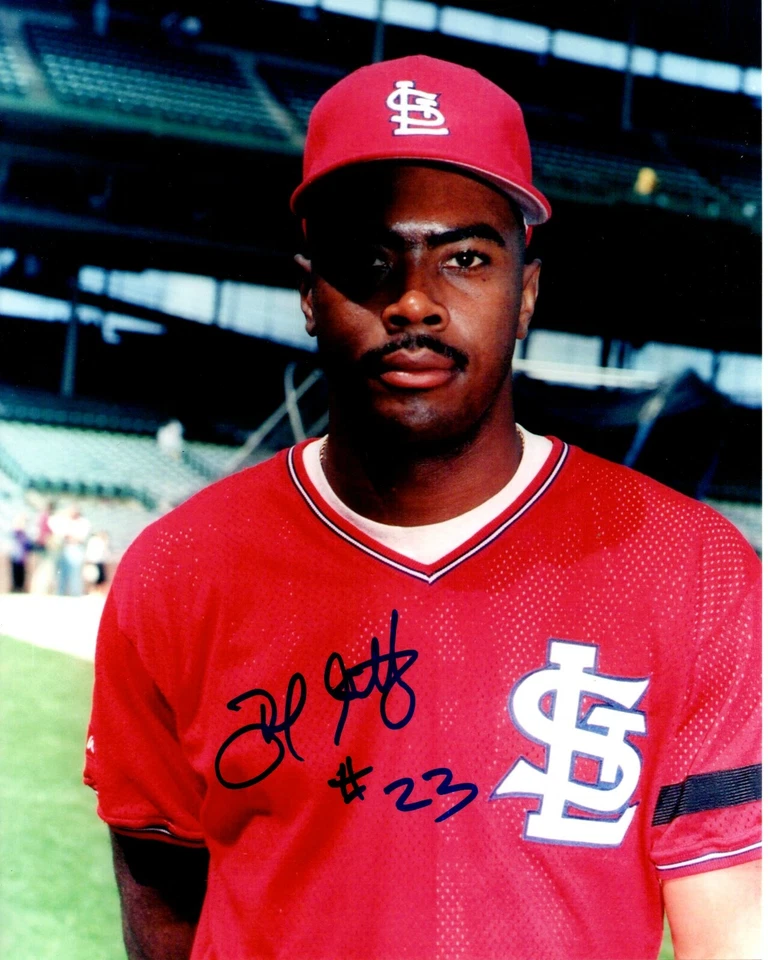 Foto autografiada 8x10 de Bernard Gilkey 1990-1995 de los Cardenales de San Luis Wrigley certificado de autenticidad Foto 1 de 1