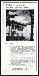 1952 Highlands University Las Vegas Nuevo México foto vintage anuncio impreso - Imagen 1 de 7