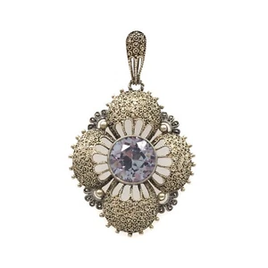 Ciondolo gioiello Theodor Fahrner 5,7 cm argento antico 925 marcasite spinello blu - Foto 1 di 15