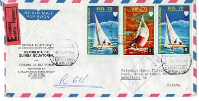 Equatorial Guinea, registered express FDC Olympic Games, sailboats 1972 - Image 1 of 2