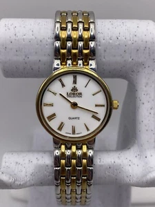 Ladies Lobor 26mm Quartz Japan Dress Watch 26mm Gold Stainless White Face - Picture 1 of 9