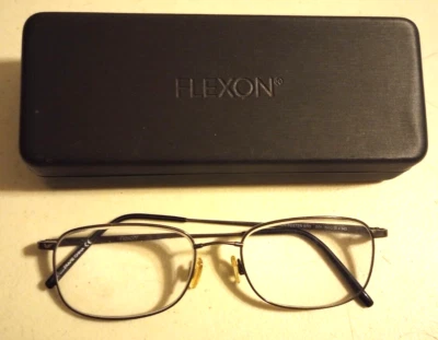 FLEXON FOSTER 600 001 Black Crome Mens Rectangular Full Rim Eyeglasses 54/18/140 - Image 1 of 4