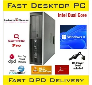 ÚLTIMO Windows11 PC HP Compaq Pro 6300 SFF Dual Core 8GB RAM 500GB HDD Desktop - Imagen 1 de 4