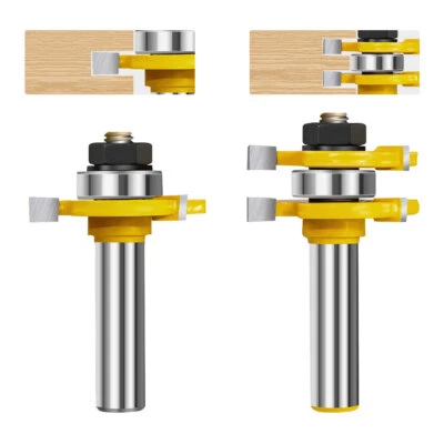 XCAN 2pcs Tongue and Groove Router Bit 1/4 1/2 Shank 3T T-Shape Wood Milling Cutter