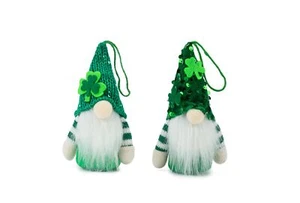 2 Packs St Patricks Day Gnomes Plush Decorations With Light Leprechaun Doll Deco - Picture 1 of 6