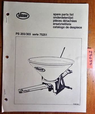 Vicon PS202 PS302 Series 75251 Spreader Parts Manual 70.003.562/1 - Image 1 of 4