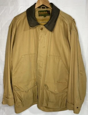 Timberland Weathergear Work Field Barn Jacket Zip Lining Leather Collar Men’s L - Image 1 of 4