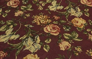 RICHLOOM FLORAL WINE RED VINE DRAPERY CURTAIN CUSHION FABRIC BY THE YARD 54"W - Picture 1 of 5