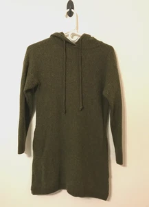 Vestido Suéter Toad & Co Whidbey Talla Mediana Verde 55% Lana Bolsillos con Capucha - Imagen 1 de 16