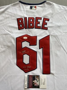 CLEVELAND GUARDIANS- TANNER BIBEE AUTOGRAPH HOME WHITE NIKE JERSEY JSA CD81259 - Picture 1 of 5