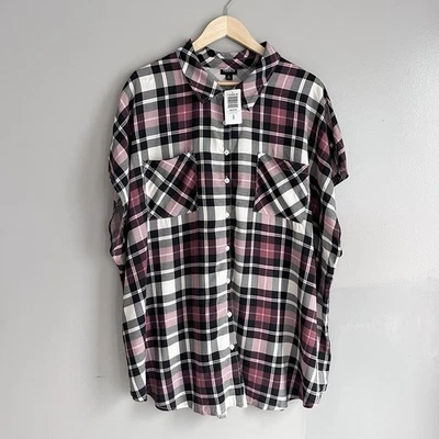 Camisa Torrid Challis Dolman Camisa Abotonada Top Rosa Manga Corta 4X Nueva con Etiquetas Foto 1 de 4