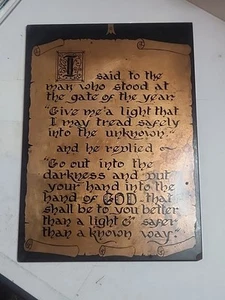 PLACA DE COBRE ARTESANAL ARTESANÍA PEREGRINA Cita Rey Jorge VI  - Imagen 1 de 2